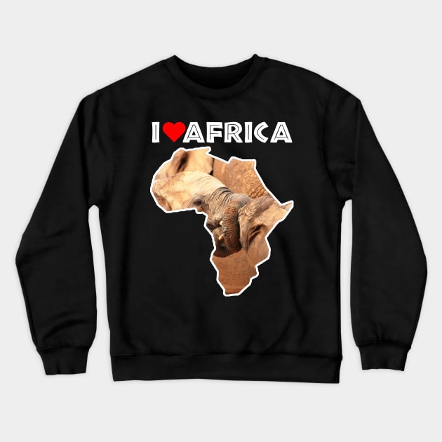 I Love Africa Elephant Tug Of War Crewneck Sweatshirt by PathblazerStudios